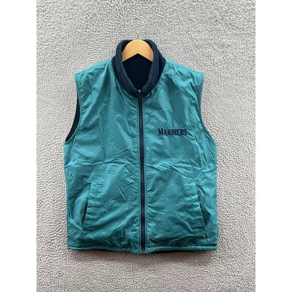 Pro Player Seattle Mariners Rare Reversible Vest Fleece Nylon Blue Men’s Size L
